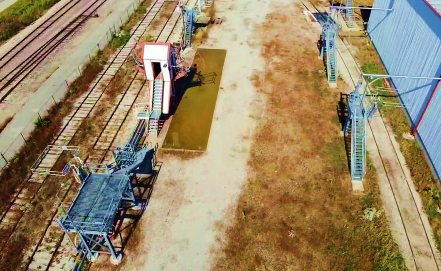 top view of train tracks area